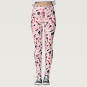 Leggings Motif de maquillage aquarelle avec fleurs roses (Devant)