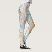 Leggings Motif de marbre fluide avec pêche, gris et or (Droite)