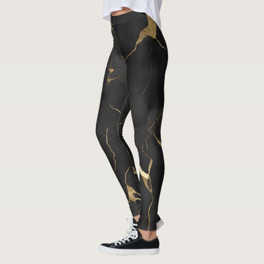 Leggings Motif de marbre noir (Gauche)