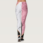 Leggings Motif de marbre noir et blanc d'or rose (Dos)