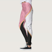 Leggings Motif de marbre noir et blanc d'or rose (Gauche)