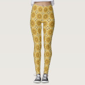 Leggings Motif de marguerite géométrique en Or de moutarde (Devant)