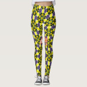 Leggings Motif de marguerite jaune et violet (Devant)