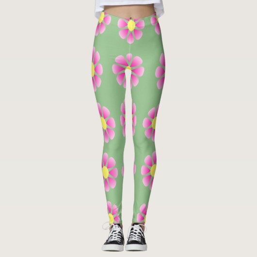 Leggings Motif de marguerite rose (Devant)