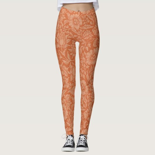 Leggings Motif de Mauve de William Morris : Floral Terracot (Devant)