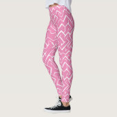 Leggings Motif de méandre rose et blanc | Maze moderne (Gauche)