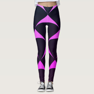 Leggings Motif de Miami géométrique rose et noir