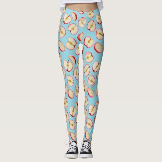 Leggings Motif de moitiés de pommes rouges (Devant)