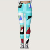 Leggings Motif de mosaïque bleue Cadet Abstrait (Devant)