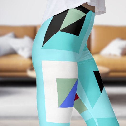Leggings Motif de mosaïque bleue Cadet Abstrait