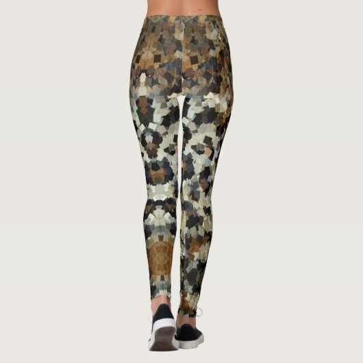 Leggings Motif de mosaïque d'automne Leopard All-Over-Print (Dos)