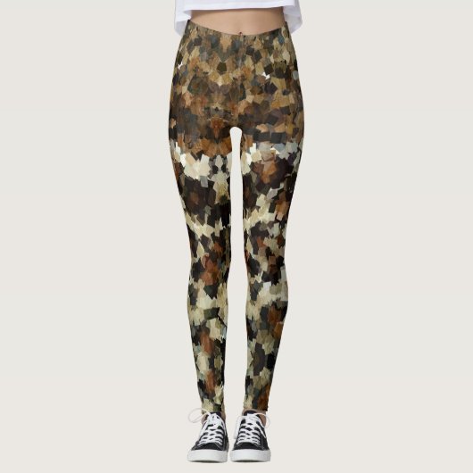 Leggings Motif de mosaïque d'automne Leopard All-Over-Print (Devant)