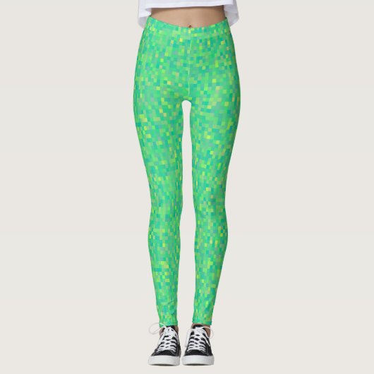 Leggings Motif de mosaïque élégante et tendance verte/jaune (Devant)