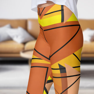 Leggings Motif de mosaïque jaune vif