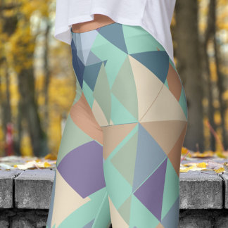 Leggings Motif de mosaïque Turquoise Abstraite