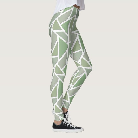 Leggings Motif de mosaïque vert olive (Droite)
