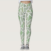 Leggings Motif de mosaïque vert olive (Devant)