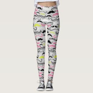 Leggings Motif de moustache, rétro style