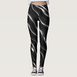 Leggings Motif de mouvement chrome liquide Mode féminine