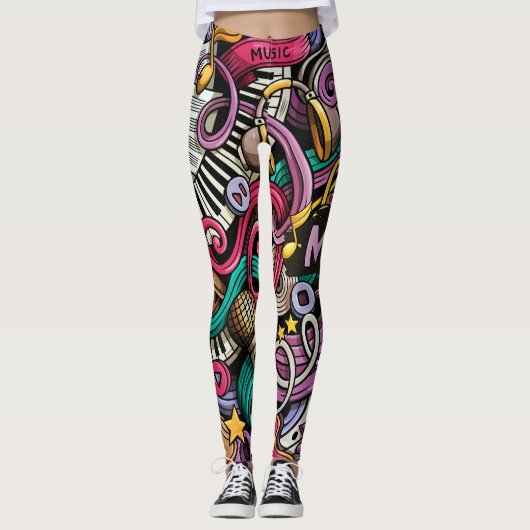 Leggings Motif de musique Abstrait (Devant)
