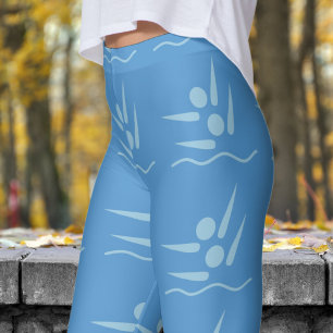 Leggings Motif de natation synchronisée Bold Blue Womens