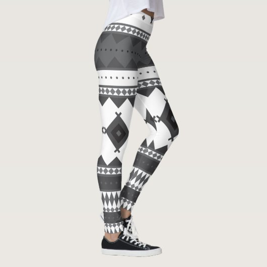 Leggings Motif de Natif américain : Noir et gris (Droite)