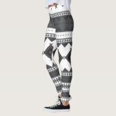 Leggings Motif de Natif américain : Noir et gris (Gauche)
