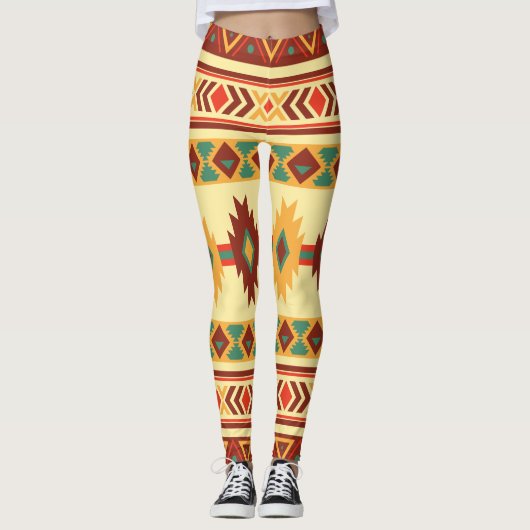Leggings Motif de Natif américain : Tons ensoleillés de la (Devant)