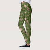 Leggings Motif de neige rose D vert BG (Gauche)