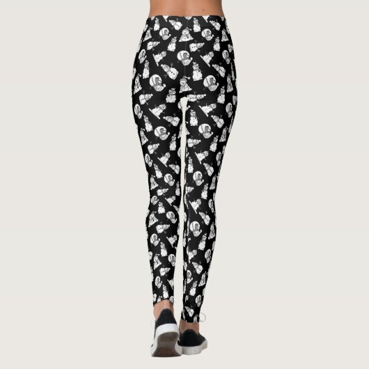 Leggings Motif De Neiges Noir Et Blanc | Noël (Dos)