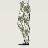 Leggings Motif de Noël avec Holly Feuilles et Red Berry (Gauche)