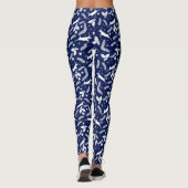 Leggings Motif de Noël blanc et bleu foncé (Dos)