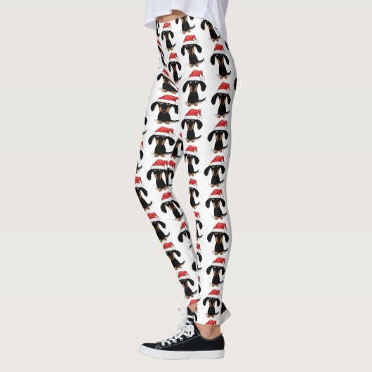 Leggings Motif de Noël de teckels de Père Noël (Gauche)