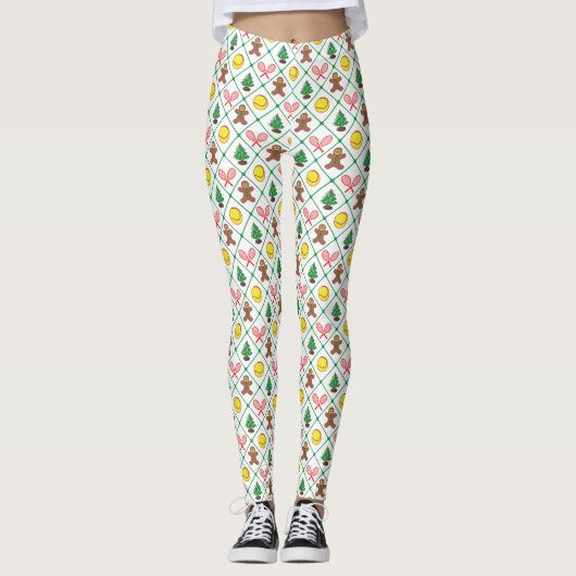 Leggings Motif de Noël de tennis (Devant)