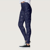 Leggings Motif de Noël Elegant Bleu et Parties scintillant  (Gauche)