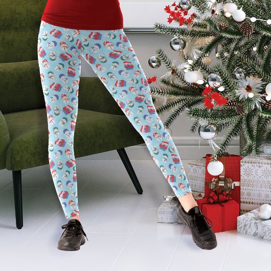 Leggings Motif de Noël Festive Snowmen