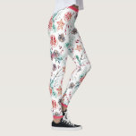 Leggings Motif de Noël moderne et coloré<br><div class="desc">Symboles de Noël colorés aquarelles modernes illustration motif sans couture. Pépecones Brown,  brunes à feuillage persistant vertes,  olives orange,  biscuits de Noël,  sur arrière - plan blanc changeant.</div>