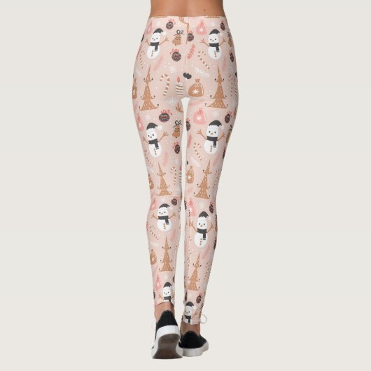 Leggings Motif de Noël rose mignon avec Père Noël (Dos)