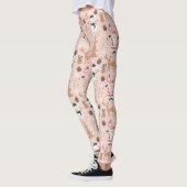 Leggings Motif de Noël rose mignon avec Père Noël (Gauche)