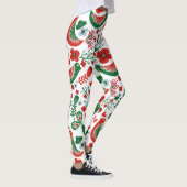 Leggings Motif de Noël scandinave w Fleurs et oiseaux (Droite)