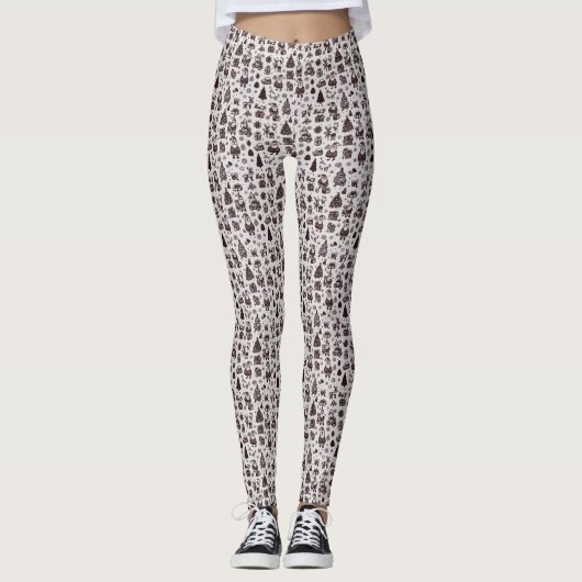 Leggings Motif de Noël Sepia (Devant)