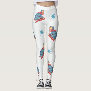 Leggings Motif de Noël vintage, enfant faisant de la luge d