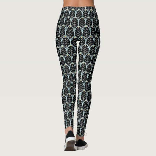 Leggings motif de Palmetto noir Art déco des années 1920 (Dos)