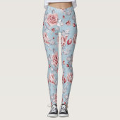Leggings Motif de papier peint d'élégance des roses roses 2 (Devant)