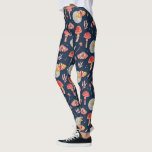Leggings Motif de papillon magique et de champignons. Soiré<br><div class="desc">Légumineuses motifs de teigne et champignons de nuit aux couleurs bleu marine.</div>