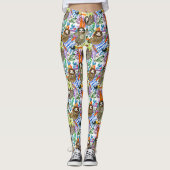Leggings Motif de paresse d'aquarelle de bande dessinée (Devant)