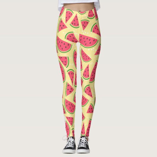 Leggings motif de pastèque sur mesure, de style rétro, en é (Devant)