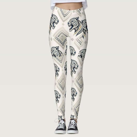 Leggings Motif de patch léopard géométrique (Devant)
