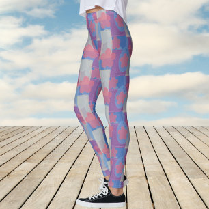Leggings Motif de patchs bleu vintage