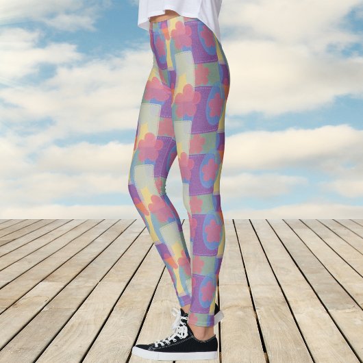 Leggings Motif de patchs jaune vintage